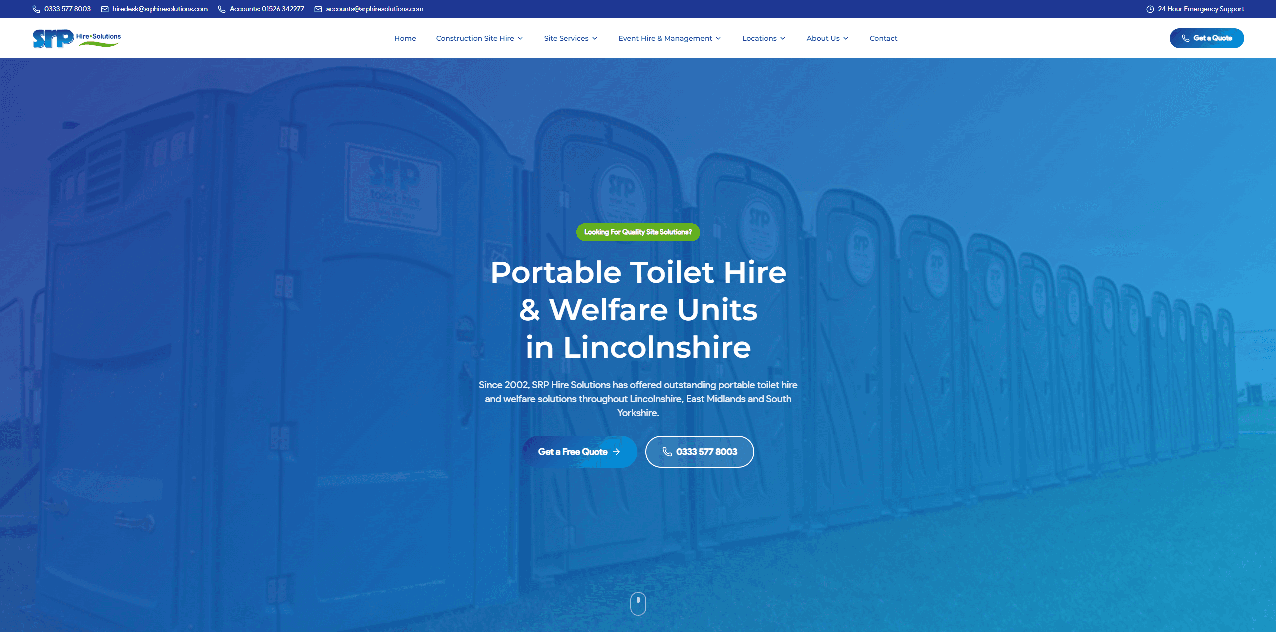 SRP Toilet Hire website