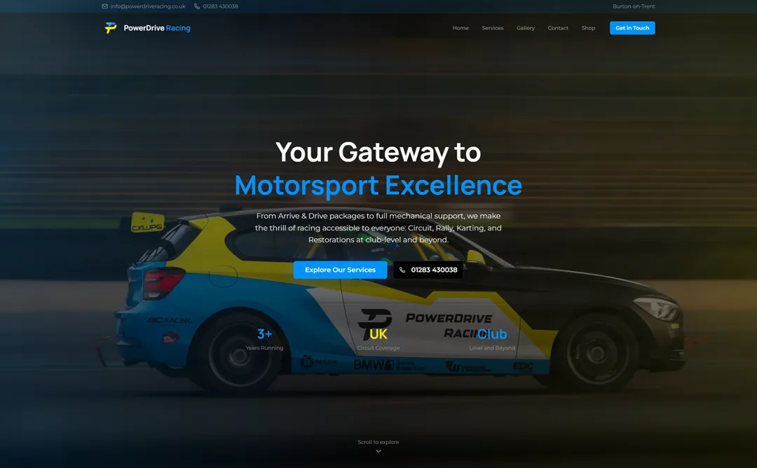 Power Drive Racing website designed and built by BKA Digital