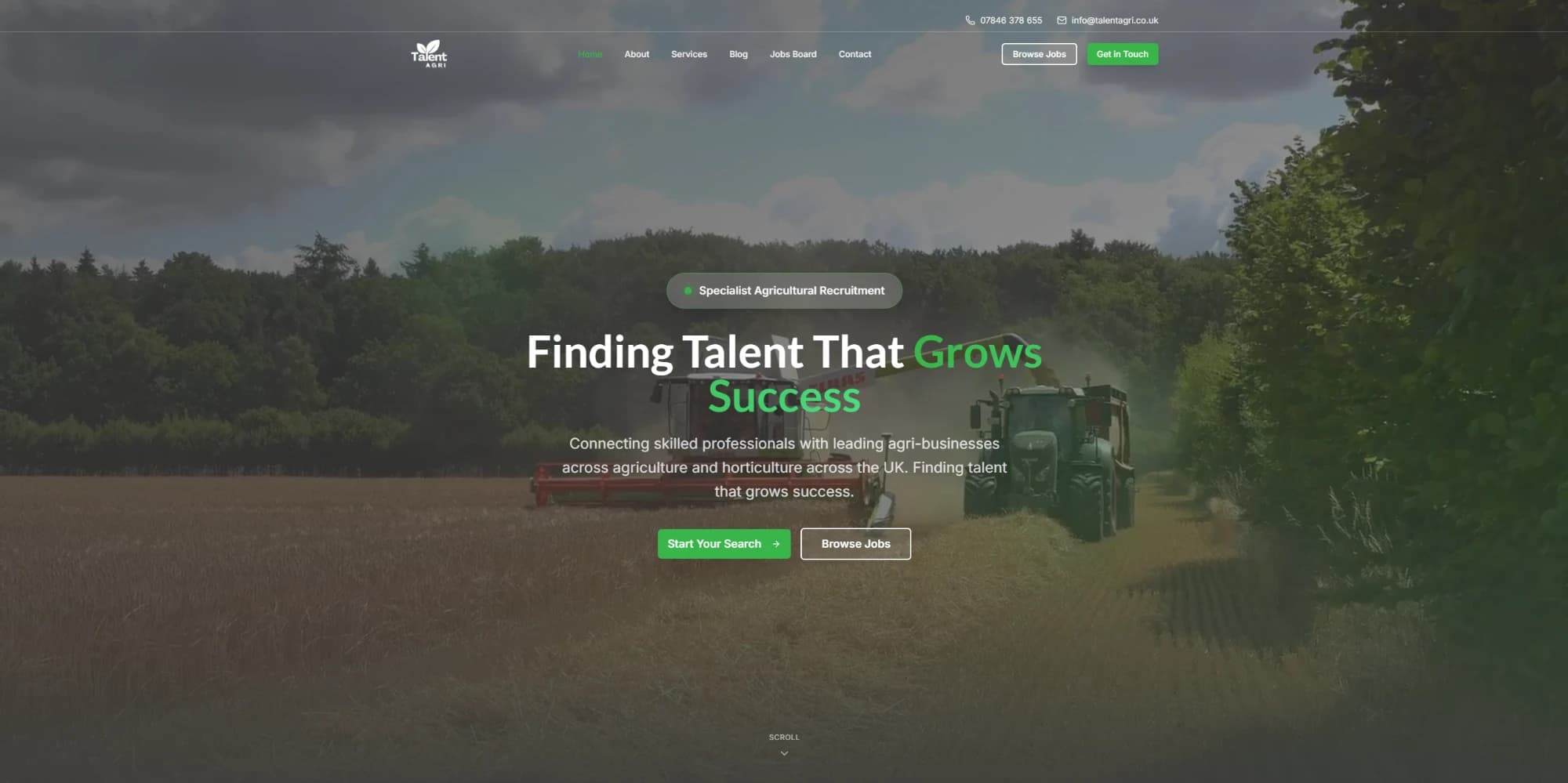 The Talent Agri website homepage